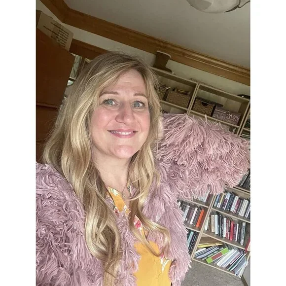 Women's Pink Inorin Faux Fur Coat Open Front Shaggy Cardigan Vintage Jacket - Picture 4 of 9